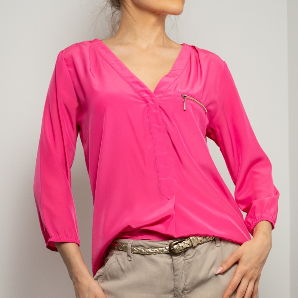 POLO GARAGE bright pink loose summer blouse